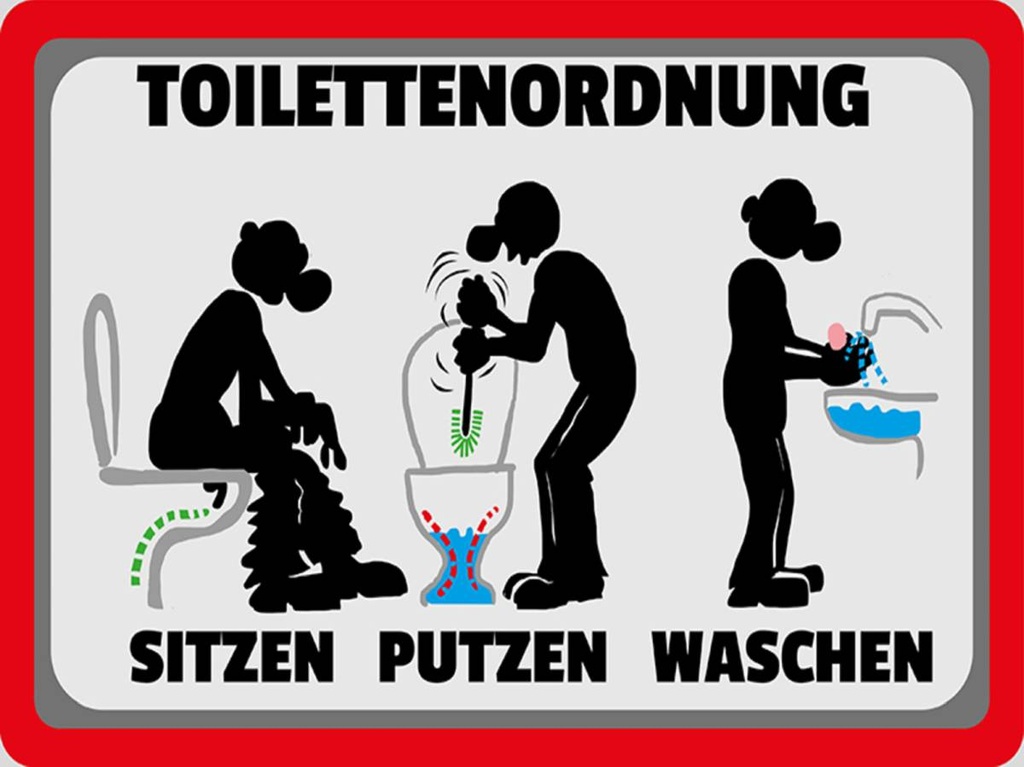 Holzschild 30x40 cm Toilettenordnung sitzen putzen