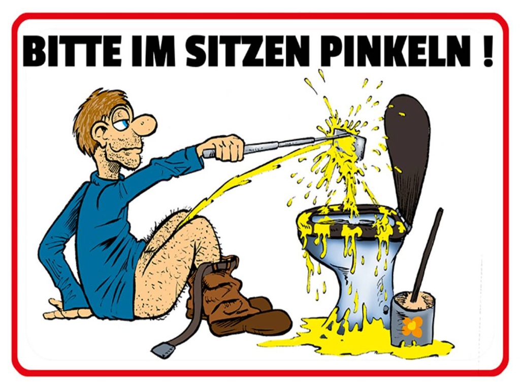 Holzschild 30x40 cm Bitte Sitzen pinkeln Mann auf Boden