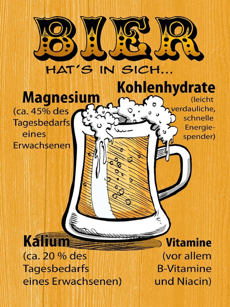 Holzschild 40x30 cm Bier hat's in sich Vitamine