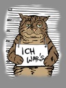 Holzschild 40x30 cm Katze Ich war's Mugshot Polizeifoto