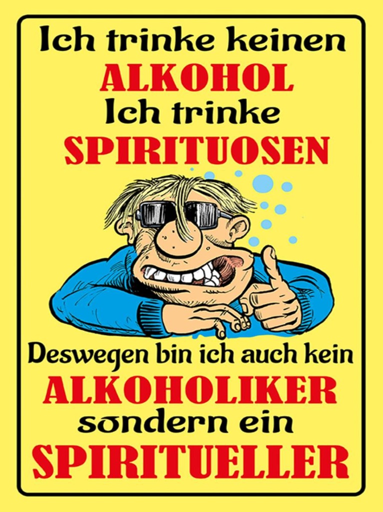 Holzschild 40x30 cm Kein trinke Spirituosen