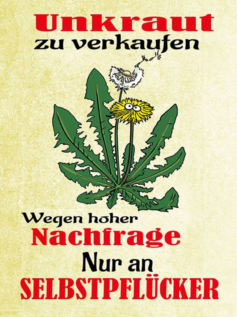 Holzschild 40x30 cm Unkraut verkaufen Selbstpflücker