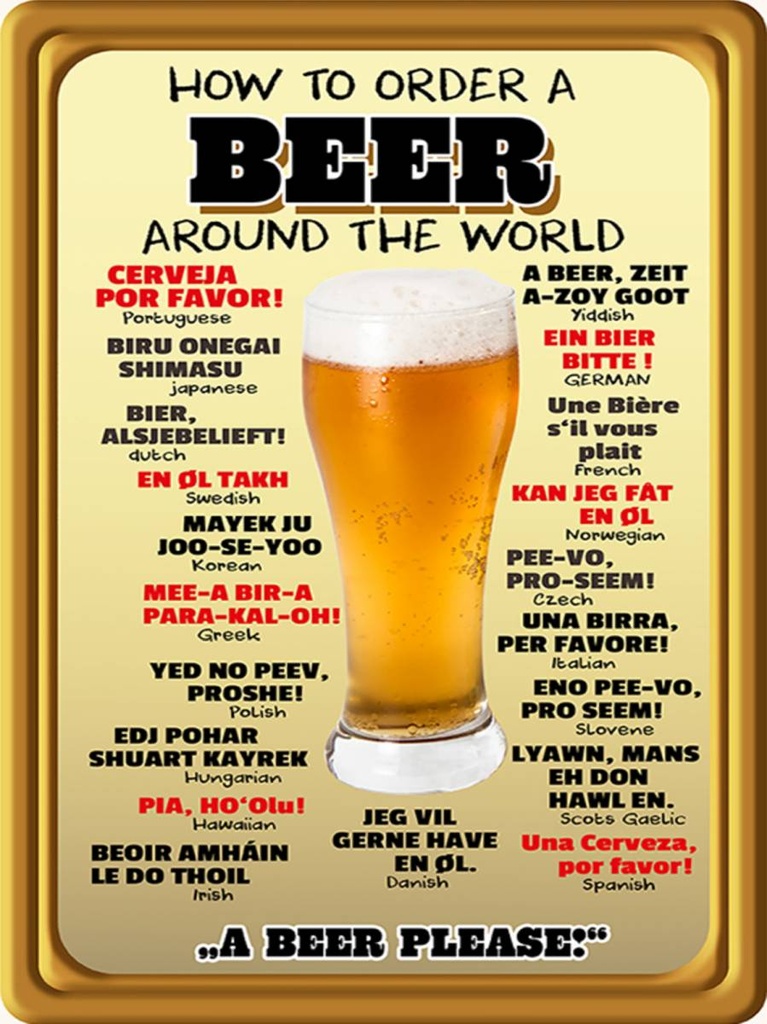 Holzschild 40x30 cm How to order a Beer please