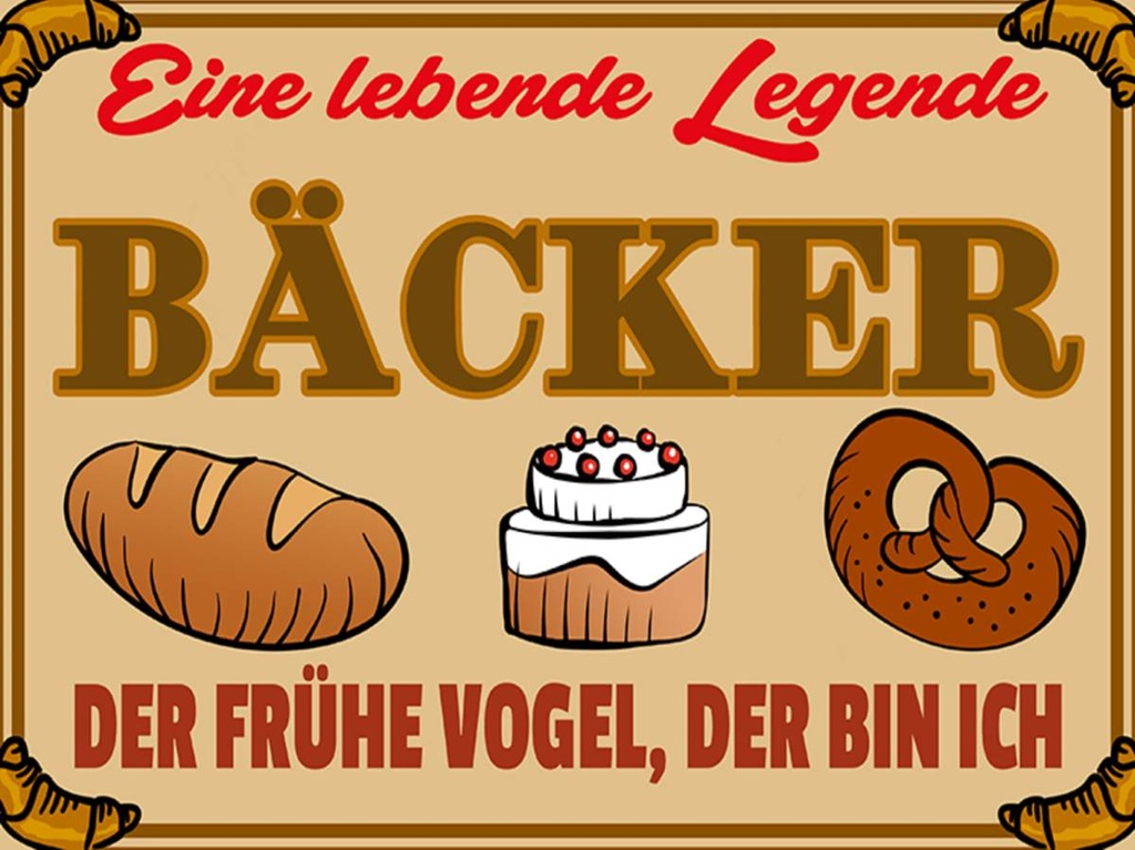 Holzschild 30x40 cm Essen Lebende Legende Bäcker Brot