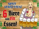 Holzschild 30x40 cm 6 Biere sind ein Essen