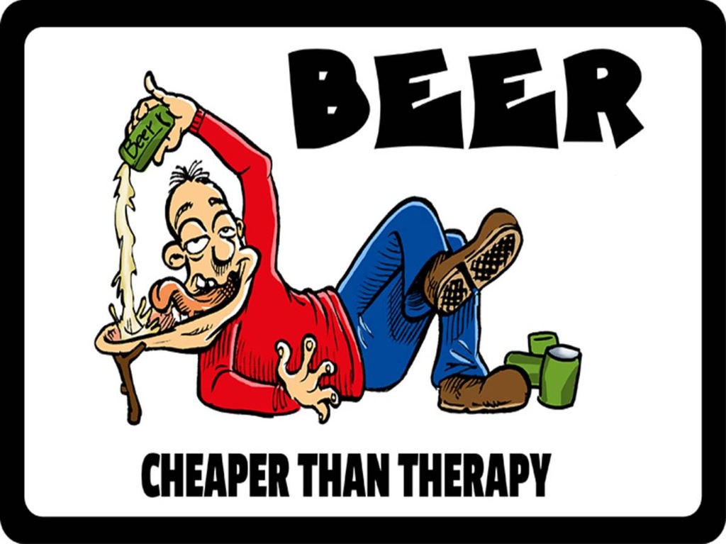 Holzschild 30x40 cm Beer cheaper than therapy Bier