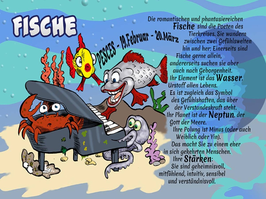 Holzschild 30x40 cm Sternzeichen Fische 19 Februar 20 März