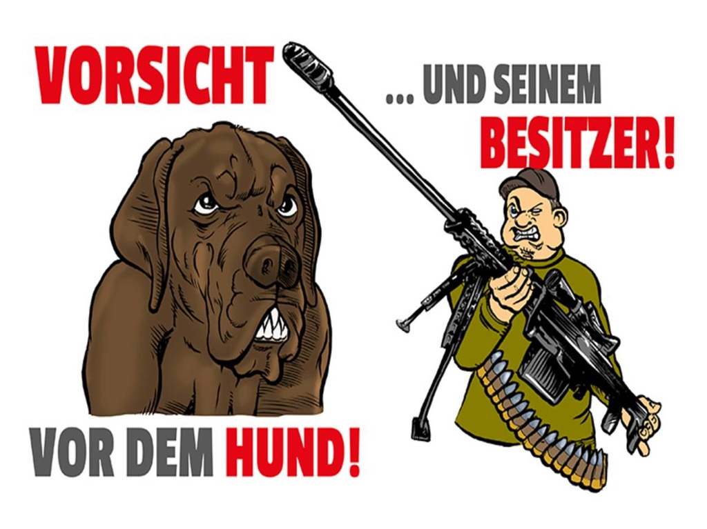 Holzschild 30x40 cm Vorsicht vor Hund und Besitzer