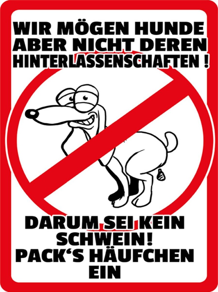 Holzschild 40x30 cm wir mögen keine Hundehäufchen