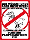Holzschild 40x30 cm wir mögen keine Hundehäufchen