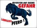 Holzschild 30x40 cm launisches Pferd Gefahr