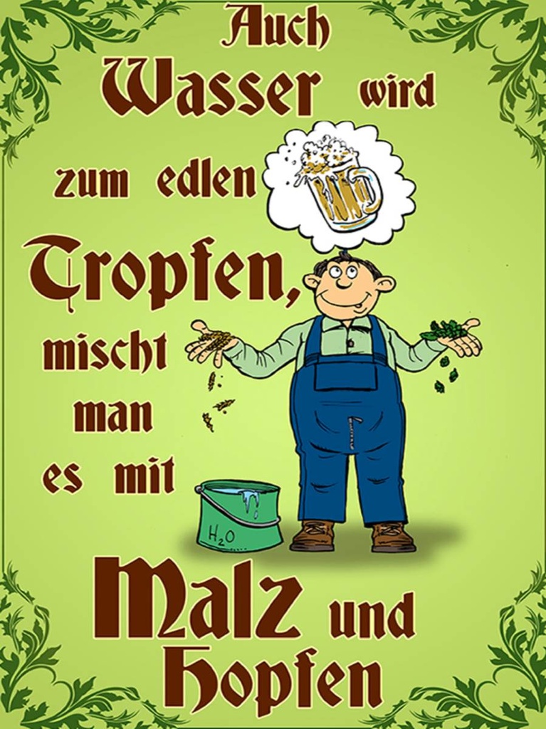 Holzschild 40x30 cm Bier auch Wasser wird zum edlen Tropfen