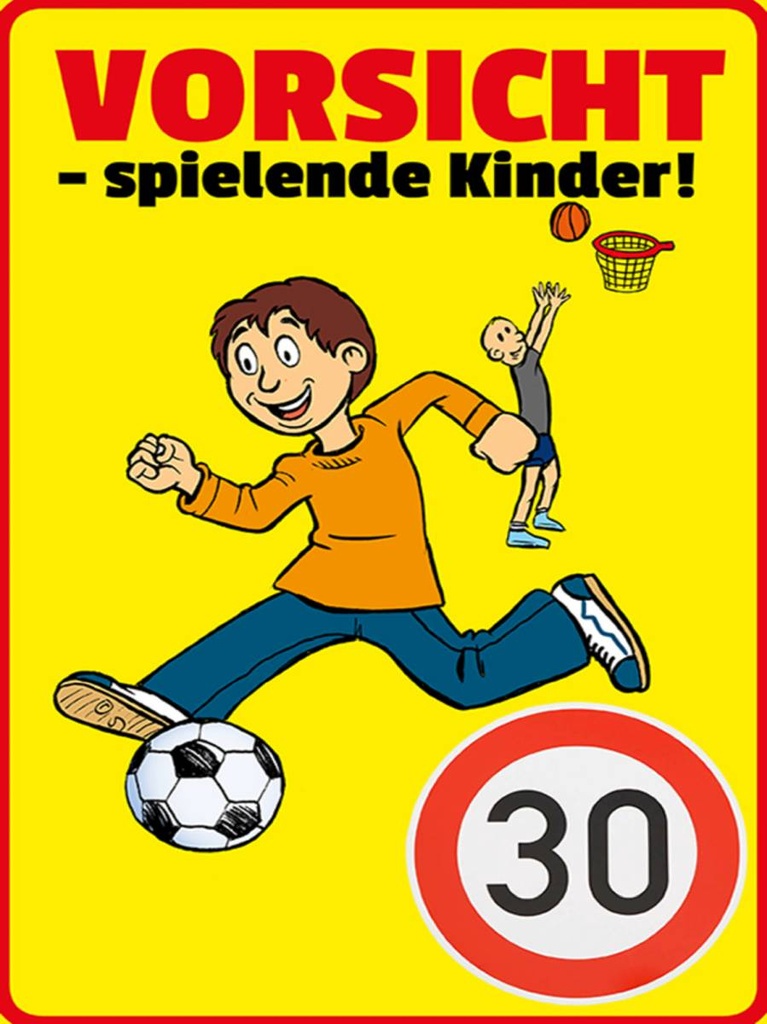 Holzschild 40x30 cm Vorsicht spielende Kinder 30Kmh