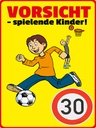 Holzschild 40x30 cm Vorsicht spielende Kinder 30Kmh