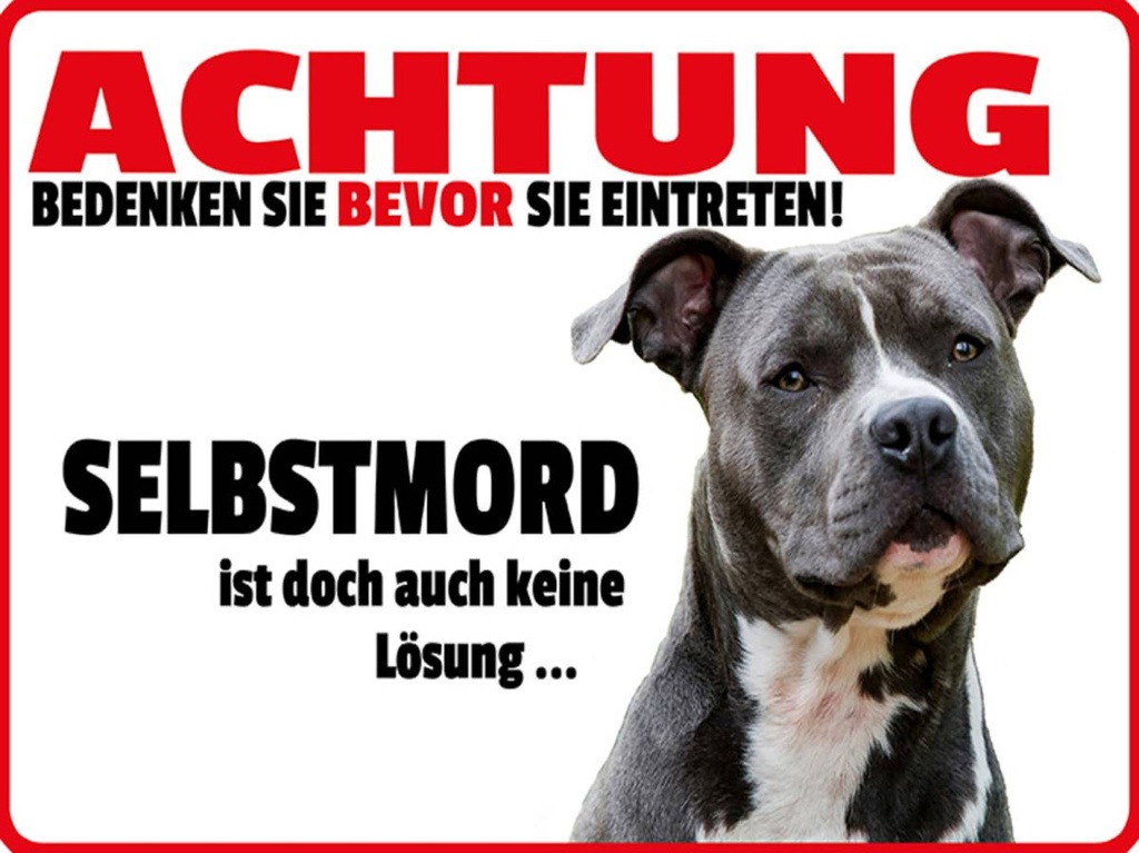Holzschild 30x40 cm Achtung bedenken eintreten Hund