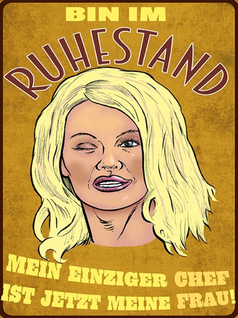 Holzschild 40x30 cm Pinup bin Ruhestand Chef ist meine Frau