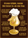 Holzschild 40x30 cm 10 Gründe Bier besser als Frau