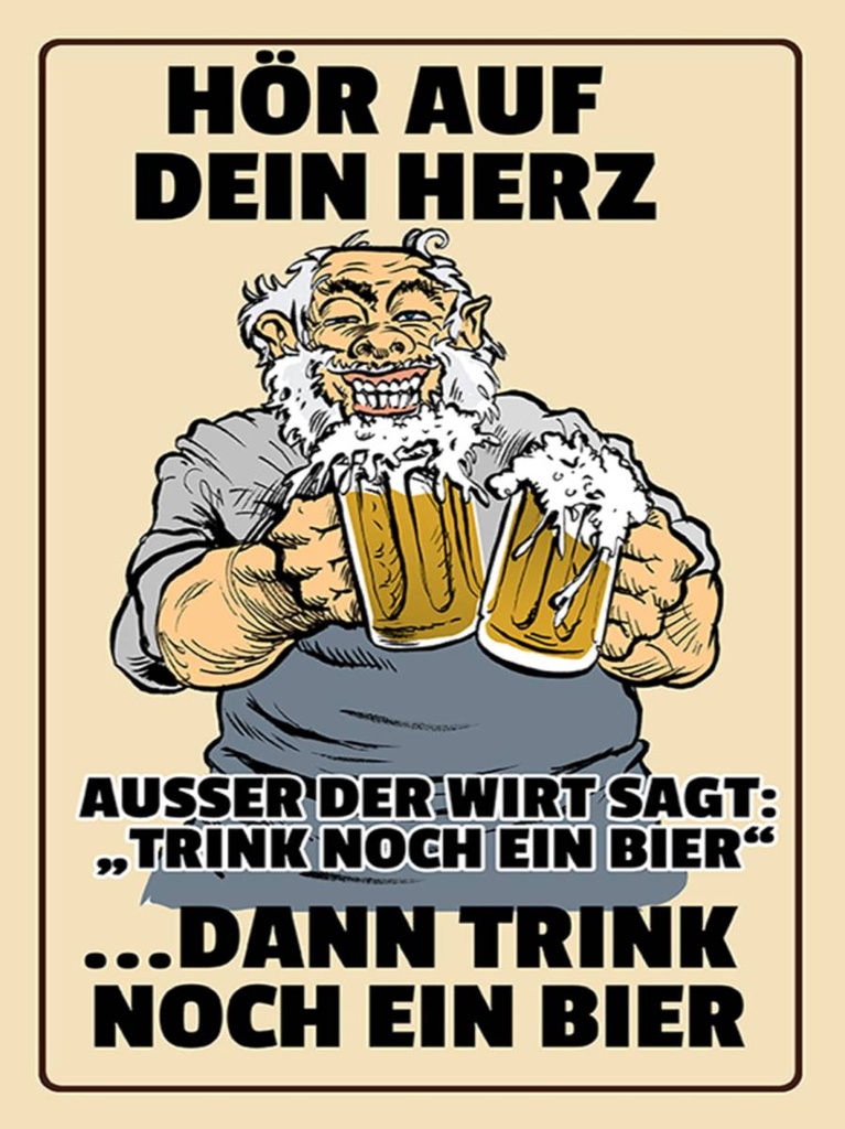 Holzschild 40x30 cm hör auf dein Herz trink Bier