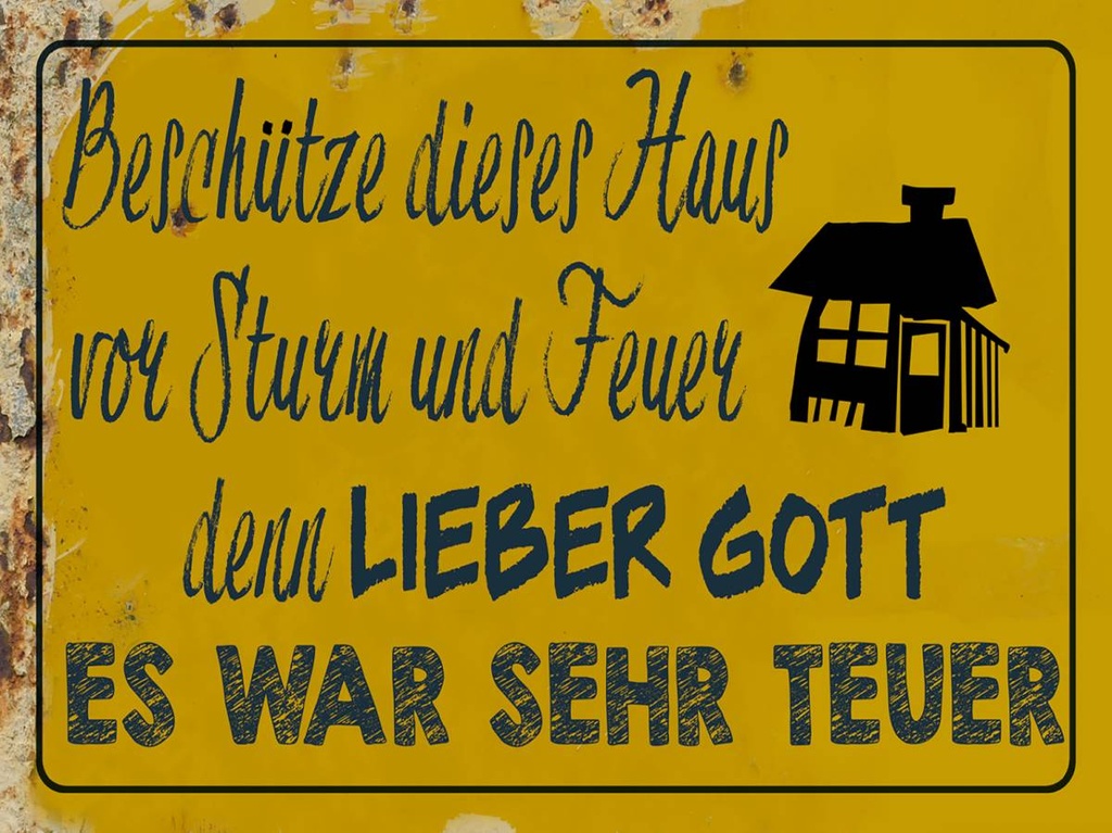 Holzschild 30x40 cm beschütze Haus vor Sturm Feuer