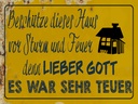 Holzschild 30x40 cm beschütze Haus vor Sturm Feuer