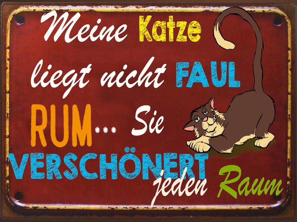 Holzschild 30x40 cm meine Katze liegt nicht faul rum