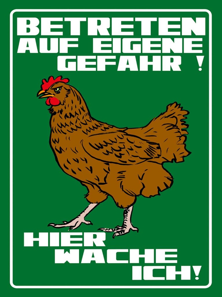 Holzschild 40x30 cm Betreten auf eigene Gefahr Hahn