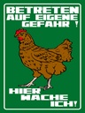 Holzschild 40x30 cm Betreten auf eigene Gefahr Hahn