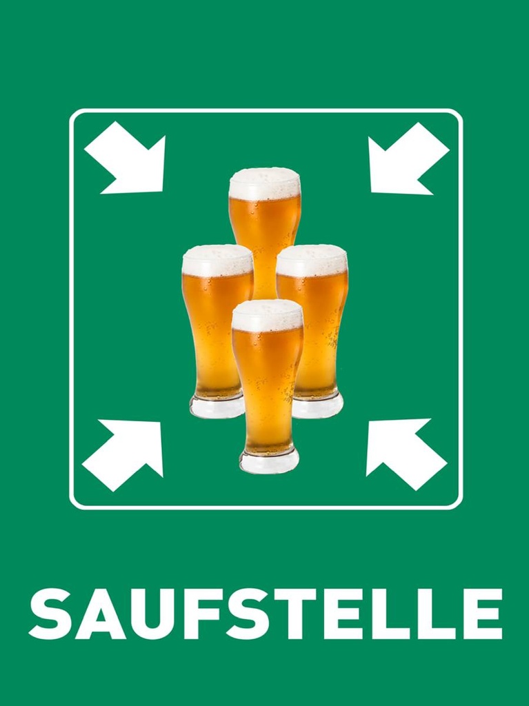 Holzschild 40x30 cm Saufstelle Biergläser Bier