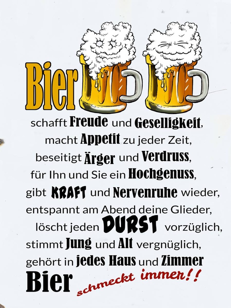Holzschild 40x30 cm Bier schmeckt immer Freude