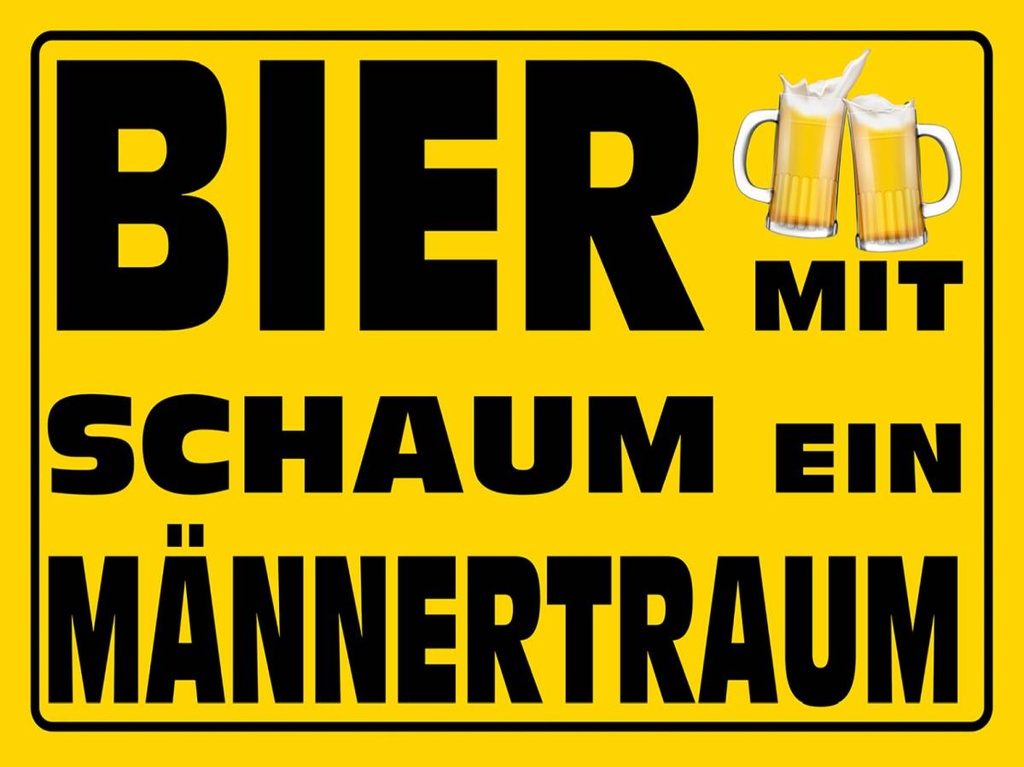 Holzschild 30x40 cm Bier mit Schaum ein Männertraum