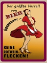 Holzschild 40x30 cm Pinup Vorteil Bier keine Rotweinflecken