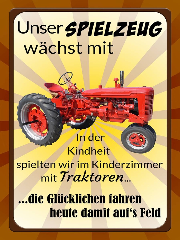 Holzschild 40x30 cm Spielzeug wächst mit Traktor