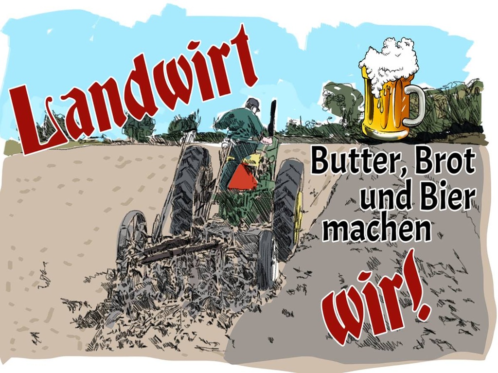 Holzschild 30x40 cm Landwirt Butter Brot Bier wir