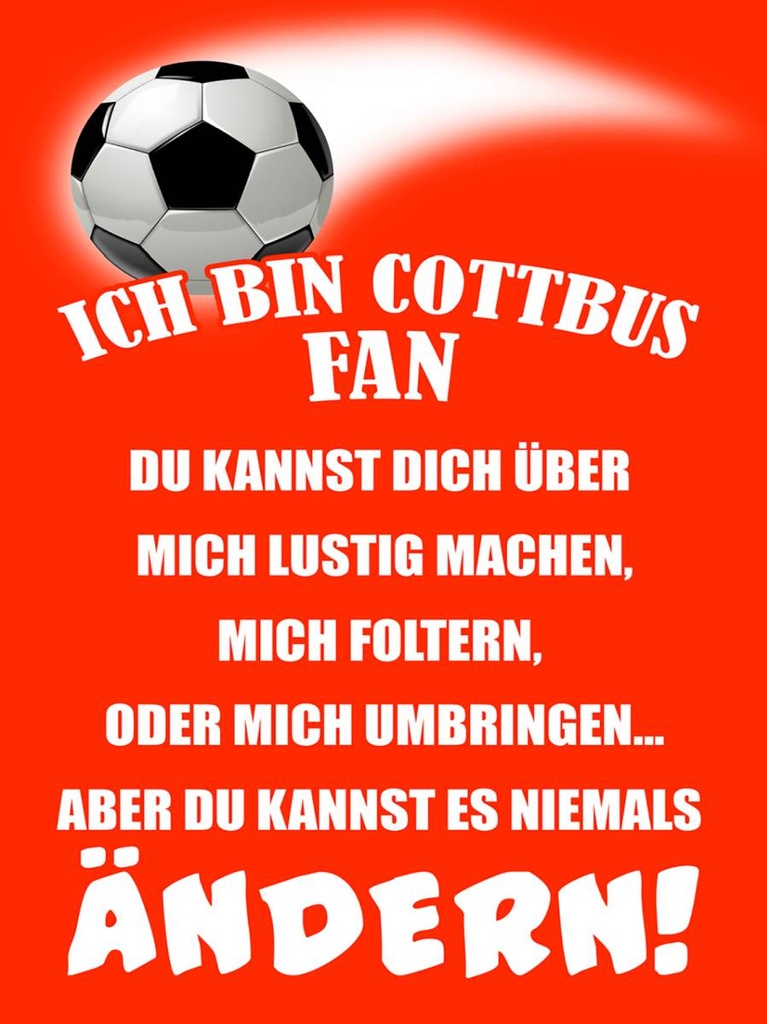 Holzschild 40x30 cm ich bin Cottbus Fan Fussball