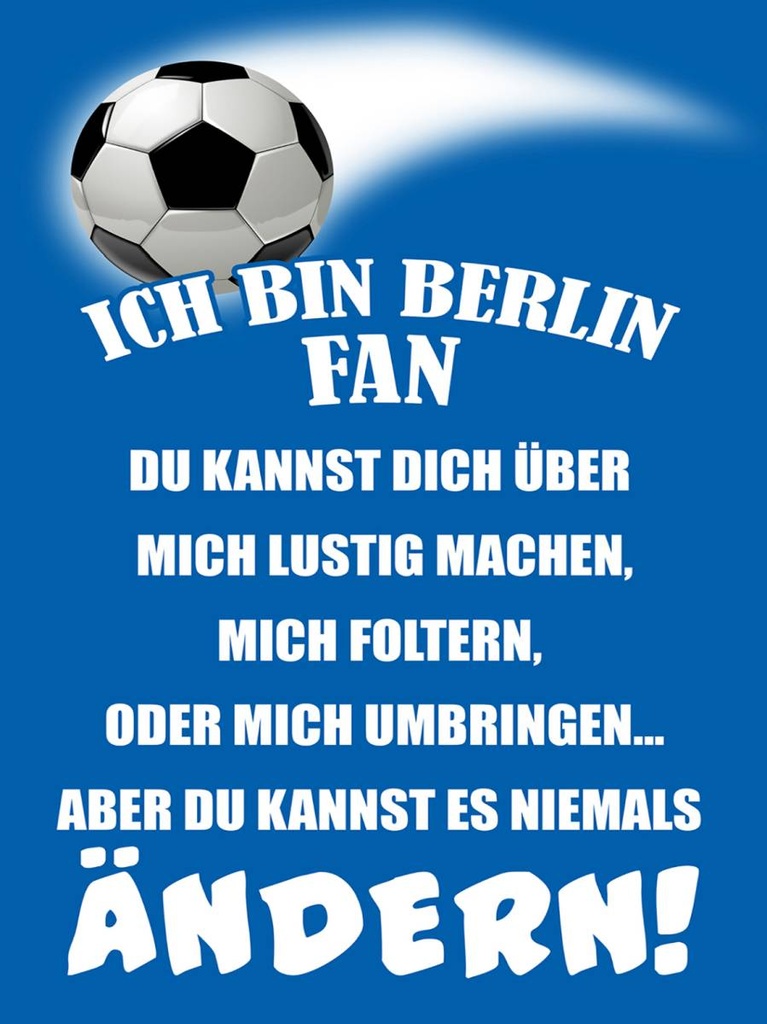 Holzschild 40x30 cm ich bin Berlin Fan Fussball