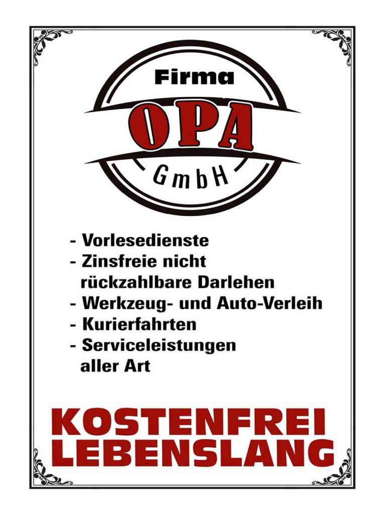Holzschild 40x30 cm Firma Opa GmbH kostenfrei