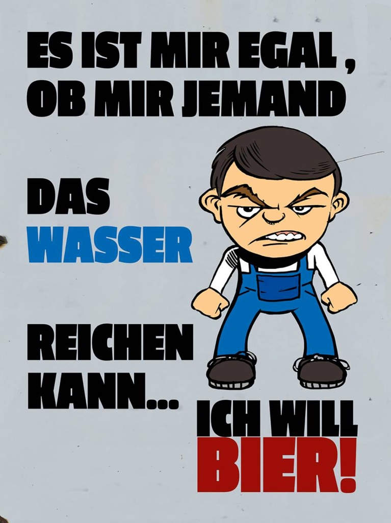 Holzschild 40x30 cm es mir egal Wasser ich will Bier