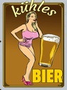 Holzschild 40x30 cm Pinup kühles Bier