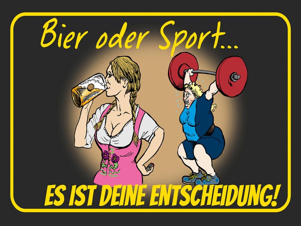 Holzschild 30x40 cm Pinup Bier oder Sport Entscheidung