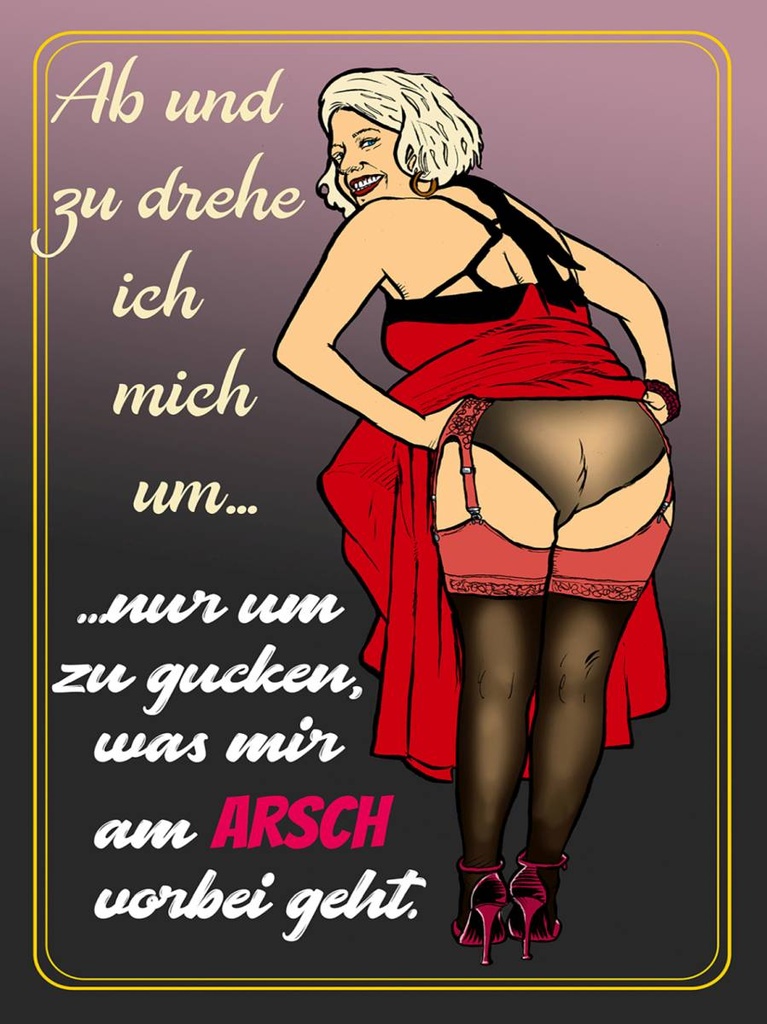 Holzschild 40x30 cm Pinup 30x40 m ab und zu drehe ich mich um Arsch