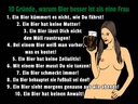 Holzschild 30x40 cm Pinup 10 Gründe Bier besser als Frau