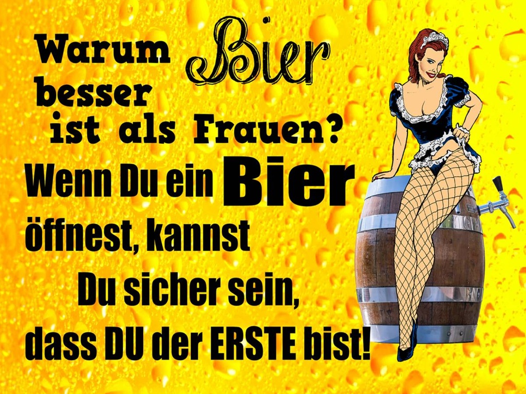 Holzschild 30x40 cm Pinup Warum Bier besser ist als Frauen