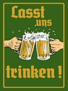 Holzschild 40x30 cm Bier lasst uns trinken Gläser