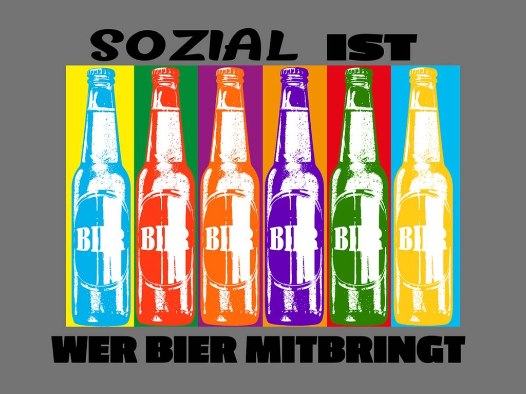 Holzschild 30x40 cm sozial ist wer Bier mitbringt