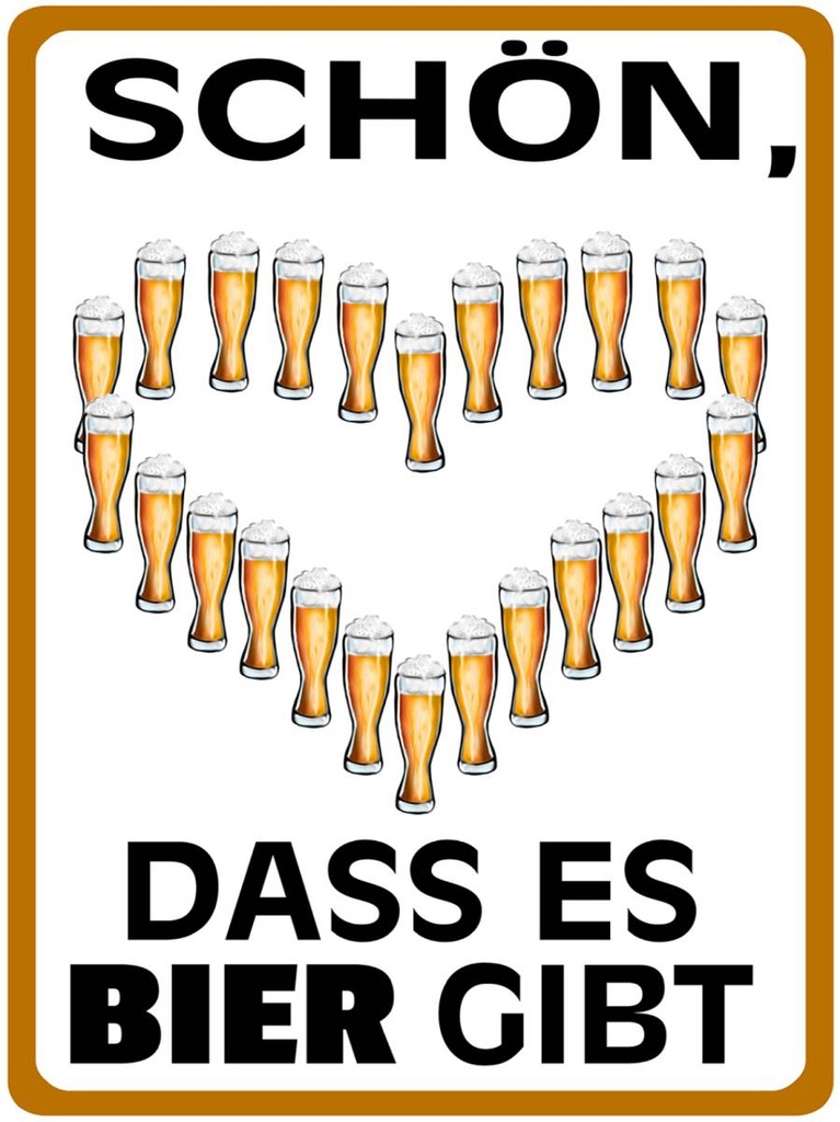 Holzschild 40x30 cm schön dass es Bier gibt