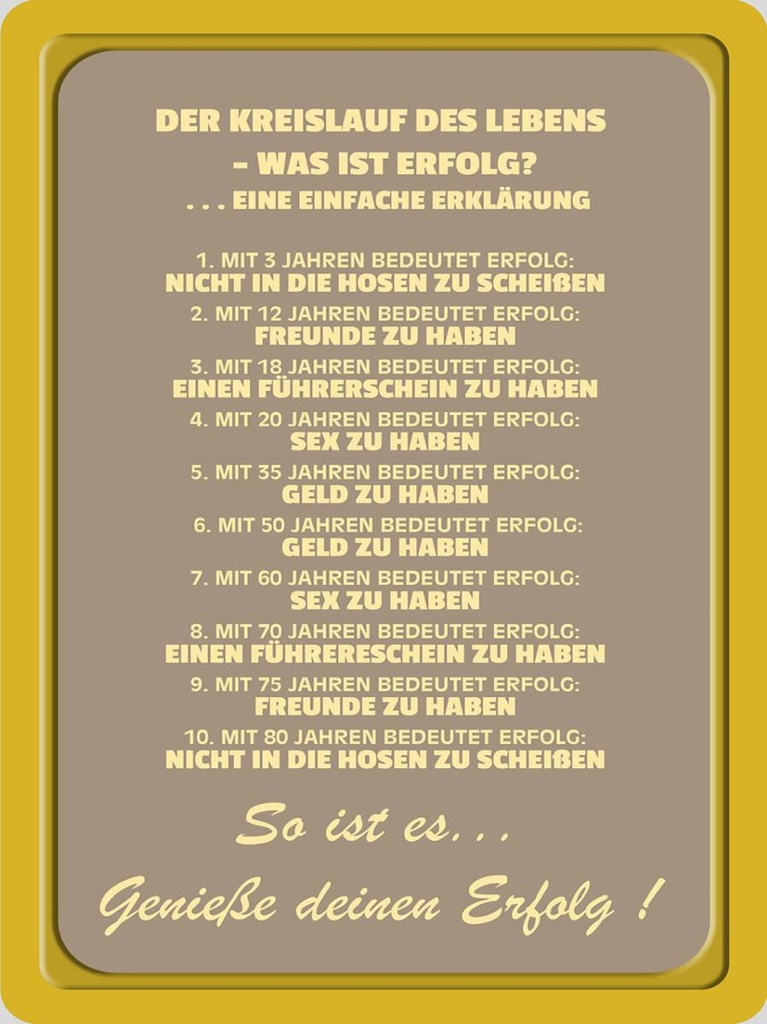 Holzschild 40x30 cm Kreislauf des Lebens was Erfolg