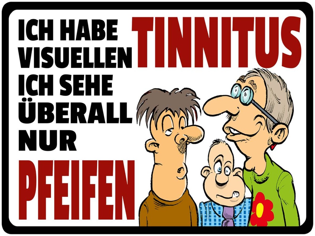 Holzschild 30x40 cm Ich habe visuellen Tinnitus