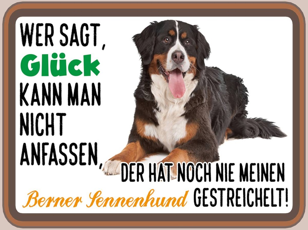 Holzschild 30x40 cm wer sagt Glück Berner Sennenhund