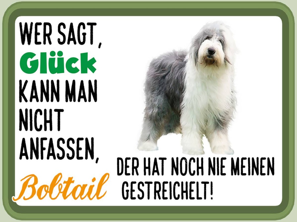 Holzschild 30x40 cm Glück nicht anfassen Bobtail