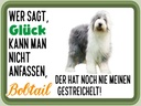 Holzschild 30x40 cm Glück nicht anfassen Bobtail